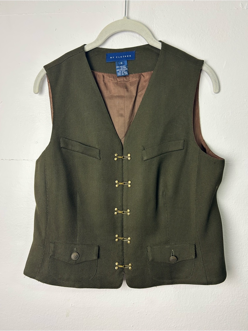 My Clothes Vtg Silk Vest Green Size S Quite luxury Old Money capsule staple - Picture 2 of 13